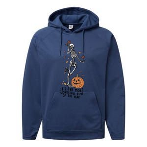 Its The Greatest Time Of The Year Funny Skeleton Halloween Cute Gift Performance Fleece Hoodie