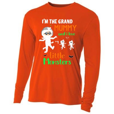 IM The Grand Mummy And I Love My Little Monsters Grandma Gift Cooling Performance Long Sleeve Crew