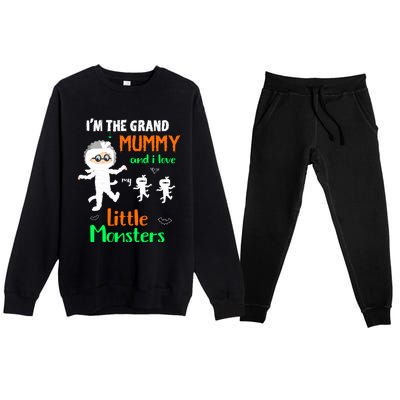 IM The Grand Mummy And I Love My Little Monsters Grandma Gift Premium Crewneck Sweatsuit Set