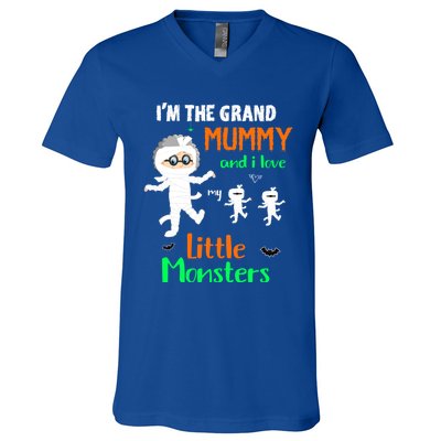 IM The Grand Mummy And I Love My Little Monsters Grandma Gift V-Neck T-Shirt