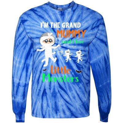 IM The Grand Mummy And I Love My Little Monsters Grandma Gift Tie-Dye Long Sleeve Shirt