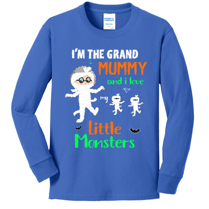 IM The Grand Mummy And I Love My Little Monsters Grandma Gift Kids Long Sleeve Shirt