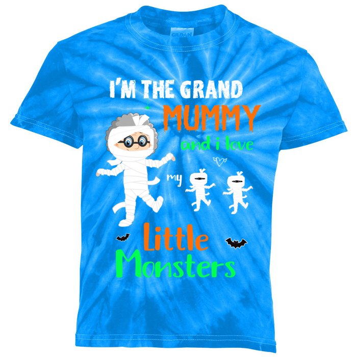 IM The Grand Mummy And I Love My Little Monsters Grandma Gift Kids Tie-Dye T-Shirt