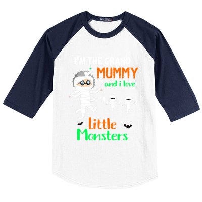 IM The Grand Mummy And I Love My Little Monsters Grandma Gift Baseball Sleeve Shirt