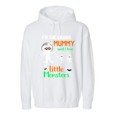 IM The Grand Mummy And I Love My Little Monsters Grandma Gift Garment-Dyed Fleece Hoodie