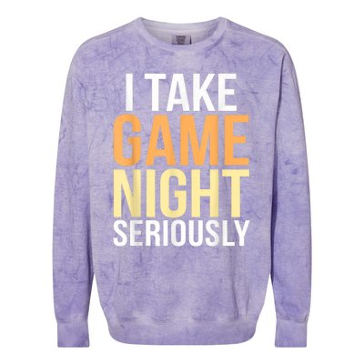 I Take Game Night Seriously Funny Board Game Lover Colorblast Crewneck Sweatshirt