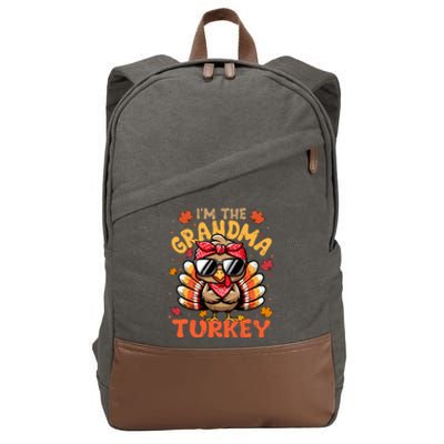 IM The Grandma Turkey Matching 2024 Family Thanksgiving Gift Cotton Canvas Backpack