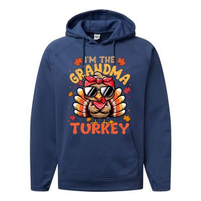 IM The Grandma Turkey Matching 2024 Family Thanksgiving Gift Performance Fleece Hoodie