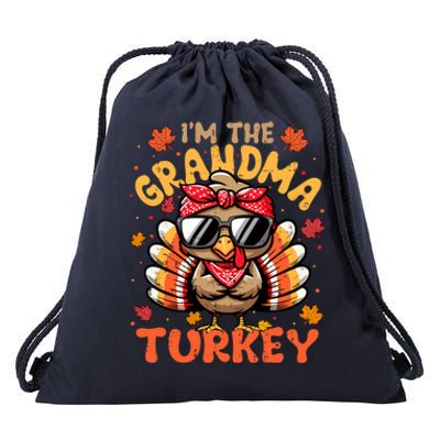 IM The Grandma Turkey Matching 2024 Family Thanksgiving Gift Drawstring Bag