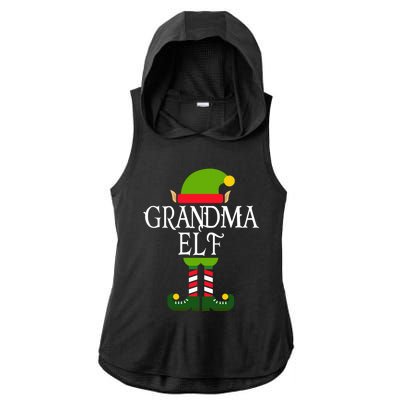 IM The Grandma Elf Family Matching Christmas Pajama Gift Ladies PosiCharge Tri-Blend Wicking Draft Hoodie Tank