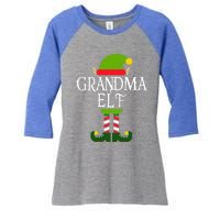 IM The Grandma Elf Family Matching Christmas Pajama Gift Women's Tri-Blend 3/4-Sleeve Raglan Shirt