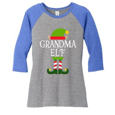 IM The Grandma Elf Family Matching Christmas Pajama Gift Women's Tri-Blend 3/4-Sleeve Raglan Shirt