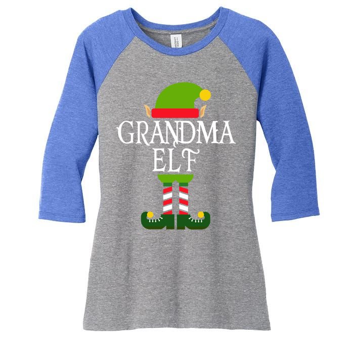 IM The Grandma Elf Family Matching Christmas Pajama Gift Women's Tri-Blend 3/4-Sleeve Raglan Shirt