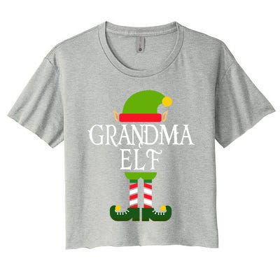 IM The Grandma Elf Family Matching Christmas Pajama Gift Women's Crop Top Tee