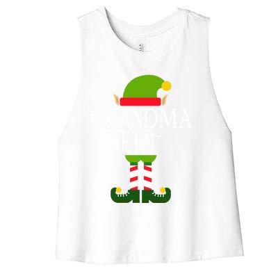 IM The Grandma Elf Family Matching Christmas Pajama Gift Women's Racerback Cropped Tank