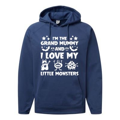 IM The Grand Mummy And I Love My Monsters Grandma Gift Idea Gift Performance Fleece Hoodie