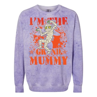 IM The Grand Mummy Funny Grandma Family Halloween Meaningful Gift Colorblast Crewneck Sweatshirt