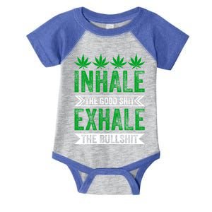 Inhale The Good Shit Exhale Bullshit Cannabis Weed Marijuana Gift Infant Baby Jersey Bodysuit