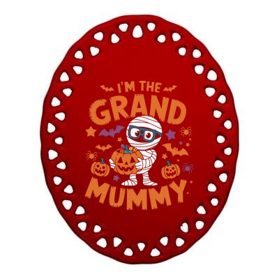 IM The Grand Mummy Funny Grandma Family Halloween Gift Ceramic Oval Ornament