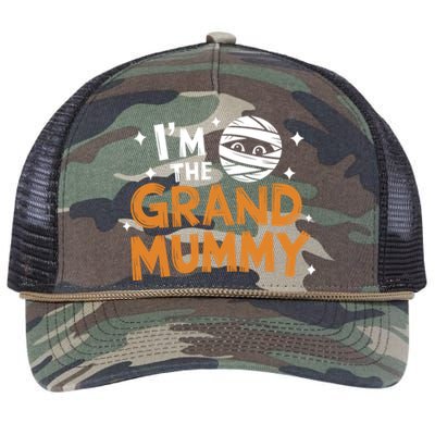 IM The Grand Mummy Funny Grandma Family Halloween Meaningful Gift Retro Rope Trucker Hat Cap