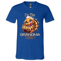 IM The Grandma Turkey Thanksgiving 2024 Family Autumn Fall Gift V-Neck T-Shirt