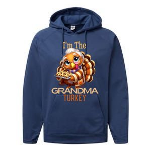 IM The Grandma Turkey Thanksgiving 2024 Family Autumn Fall Gift Performance Fleece Hoodie