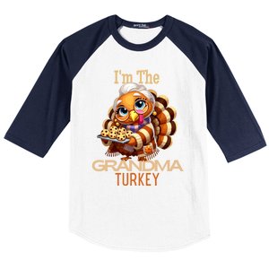 IM The Grandma Turkey Thanksgiving 2024 Family Autumn Fall Gift Baseball Sleeve Shirt