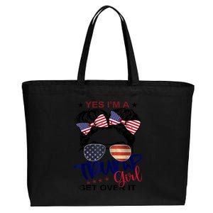 I'm Trump Girl Get Over It US Flag Girl Republican 4th July Cotton Canvas Jumbo Tote