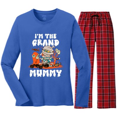 IM The Grand Mummy Funny Grandma Halloween Costume Retro Cute Gift Women's Long Sleeve Flannel Pajama Set 