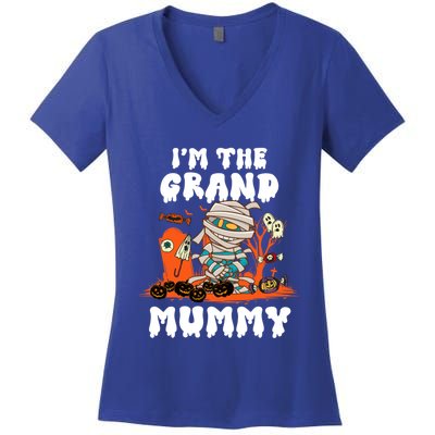 IM The Grand Mummy Funny Grandma Halloween Costume Retro Cute Gift Women's V-Neck T-Shirt