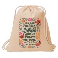 In The Garden He Walks With Me And He Talks With Me Drawstring Bag