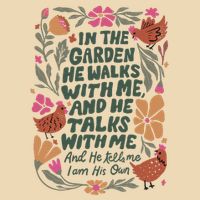 In The Garden He Walks With Me And He Talks With Me Drawstring Bag