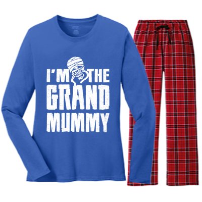 IM The Grand Mummy Funny Grandma Halloween Gift Women's Long Sleeve Flannel Pajama Set 