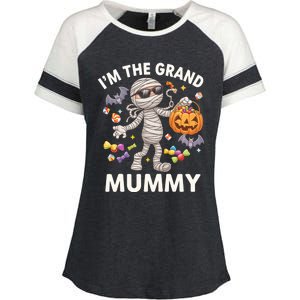 IM The Grand Mummy Halloween Candy Bat Mummy Gift Enza Ladies Jersey Colorblock Tee