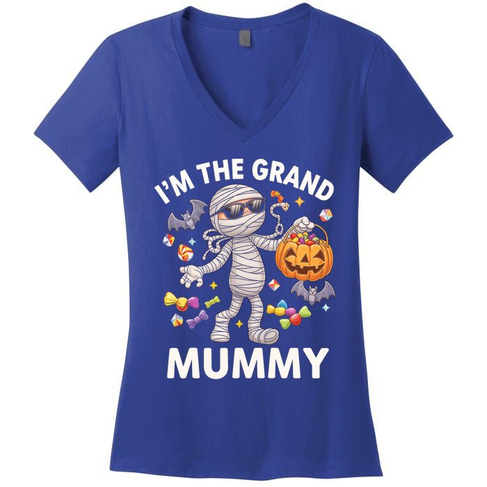 IM The Grand Mummy Halloween Candy Bat Mummy Gift Women's V-Neck T-Shirt