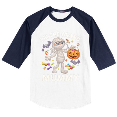 IM The Grand Mummy Halloween Candy Bat Mummy Gift Baseball Sleeve Shirt