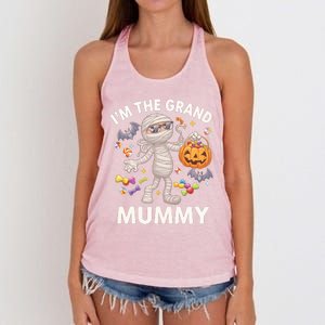 IM The Grand Mummy Halloween Candy Bat Mummy Gift Women's Knotted Racerback Tank