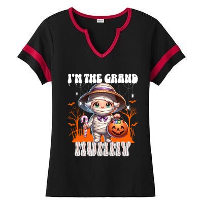 IM The Grand Mummy Grandma Mother Halloween Pumpkin Gift Ladies Halftime Notch Neck Tee