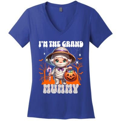 IM The Grand Mummy Grandma Mother Halloween Pumpkin Gift Women's V-Neck T-Shirt