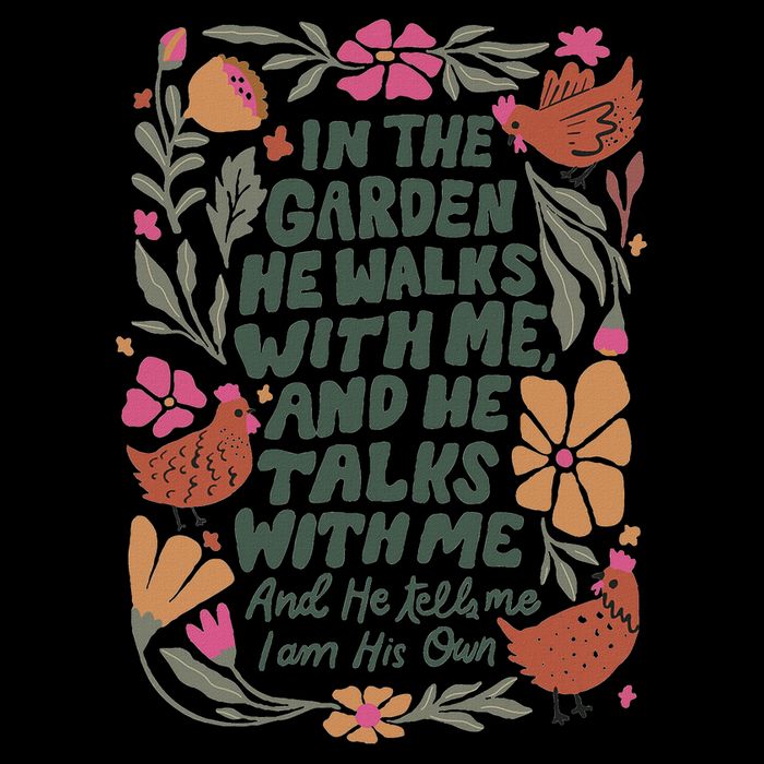 In The Garden He Walks With Me And He Talks With Me Drawstring Bag