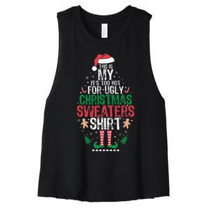 It's Too Hot For Ugly Christmas Funny Xmas  Women's Racerback Cropped Tank