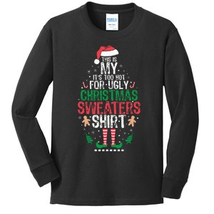 It's Too Hot For Ugly Christmas Funny Xmas  Kids Long Sleeve Shirt