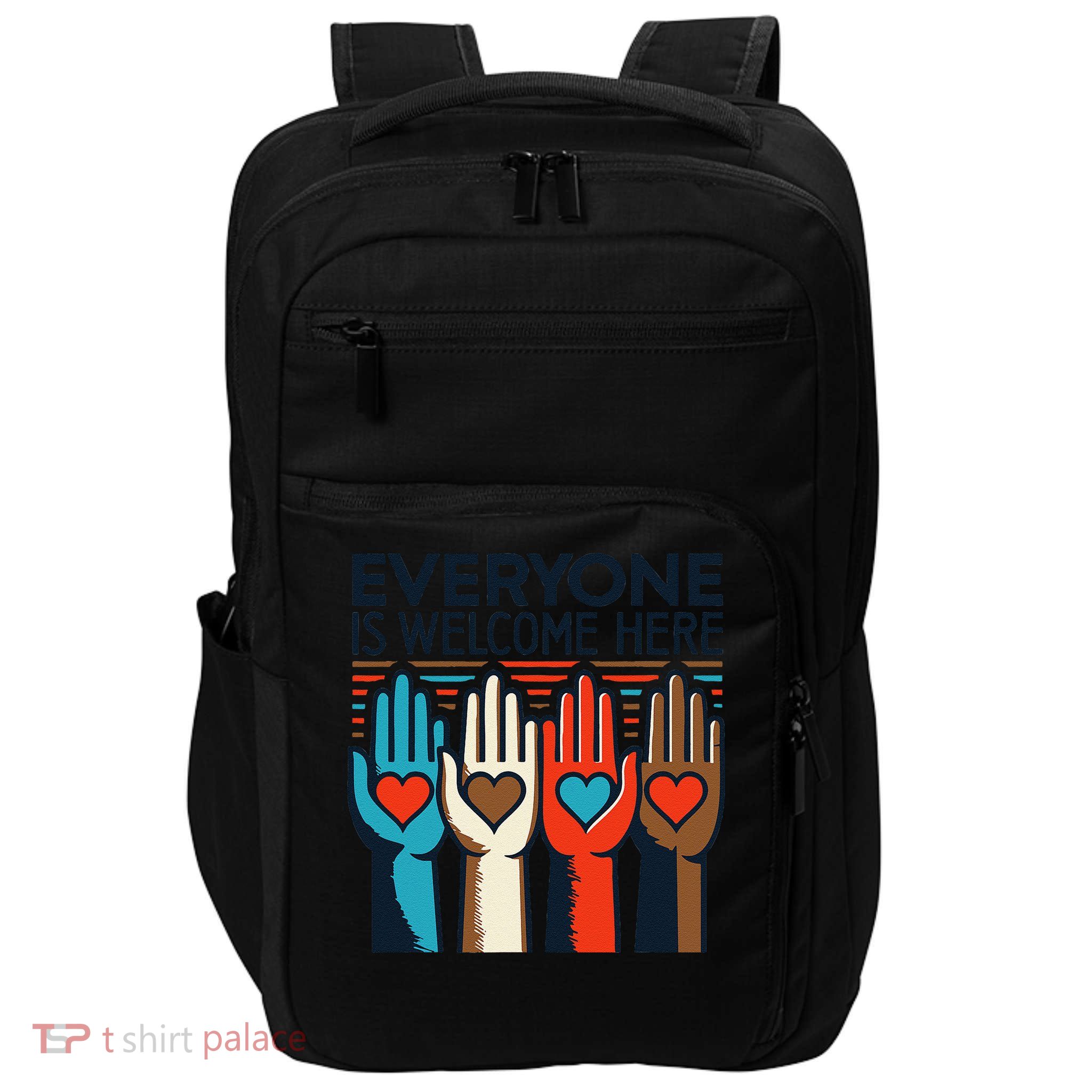 Idaho Teacher Heart Hands Everyone is Welcome Here Impact Tech Backpack