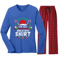 It's Too Hot For Ugly Christmas Funny Xmas  Women's Long Sleeve Flannel Pajama Set 