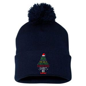 ItS Too Hot For Ugly Christmas Funny Xmas Pom Pom 12in Knit Beanie