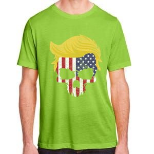 Iconic Trump Hair Skull Usa Flag Funny Republican Gift Great Gift Adult ChromaSoft Performance T-Shirt