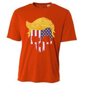 Iconic Trump Hair Skull Usa Flag Funny Republican Gift Great Gift Cooling Performance Crew T-Shirt