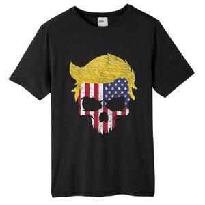 Iconic Trump Hair Skull Usa Flag Funny Republican Gift Great Gift Tall Fusion ChromaSoft Performance T-Shirt