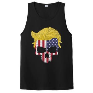 Iconic Trump Hair Skull Usa Flag Funny Republican Gift Great Gift PosiCharge Competitor Tank