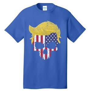 Iconic Trump Hair Skull Usa Flag Funny Republican Gift Great Gift Tall T-Shirt